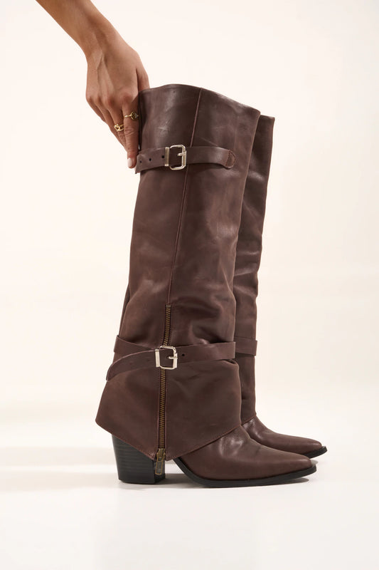 Texanas bordeaux cuero